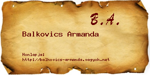 Balkovics Armanda névjegykártya